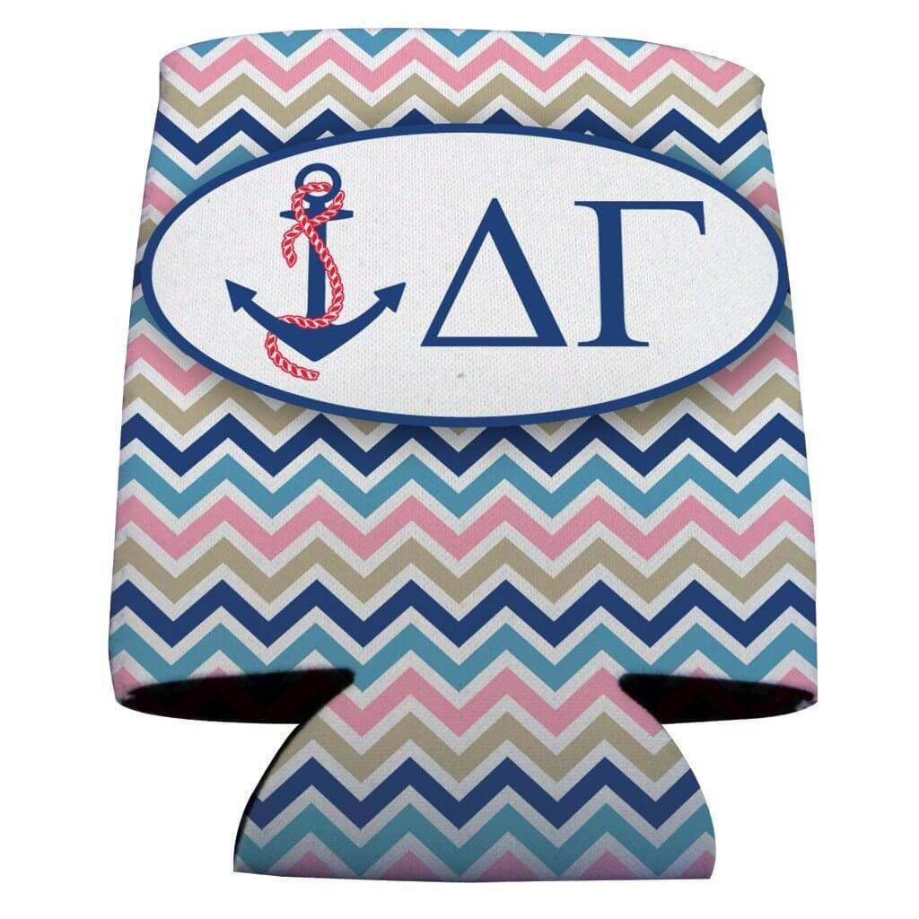 Delta Gamma Can Cooler Set of 12 - Chevron Stripes FREE SHIPPING