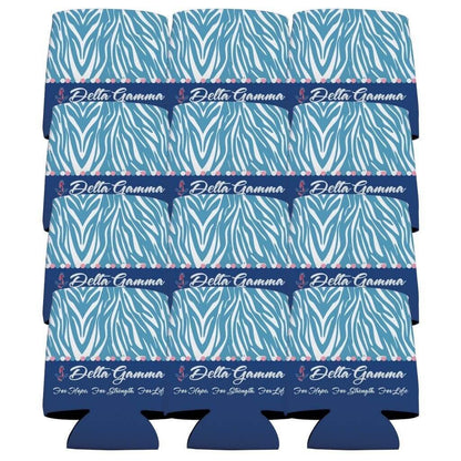 Delta Gamma Can Cooler Set of 12 - Zebra Print FREE SHIPPING