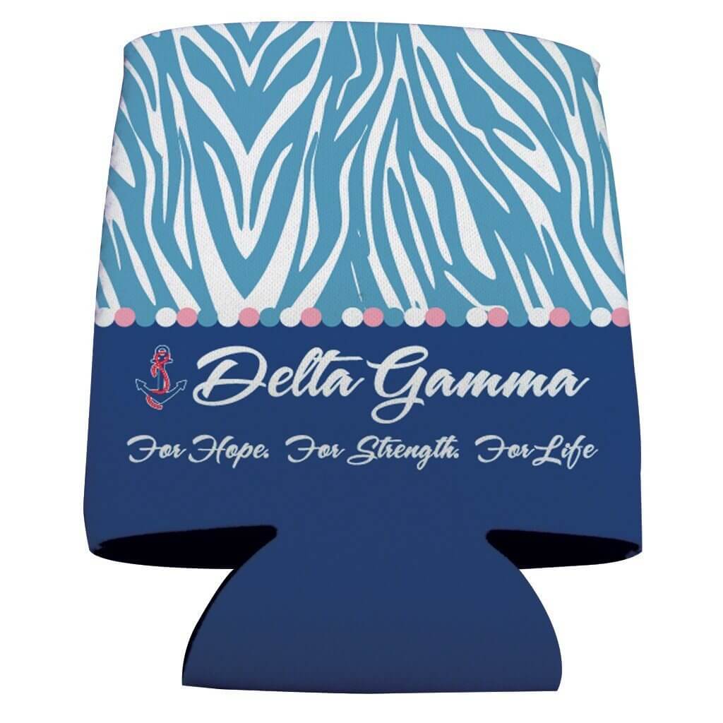 Delta Gamma Can Cooler Set of 12 - Zebra Print FREE SHIPPING