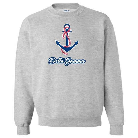 Delta Gamma Sport Gray Crewneck Sweatshirt Anchor Design FREE SHIPPING
