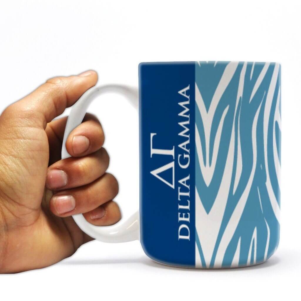 Delta Gamma 15oz Coffee Mug Zebra Print Design