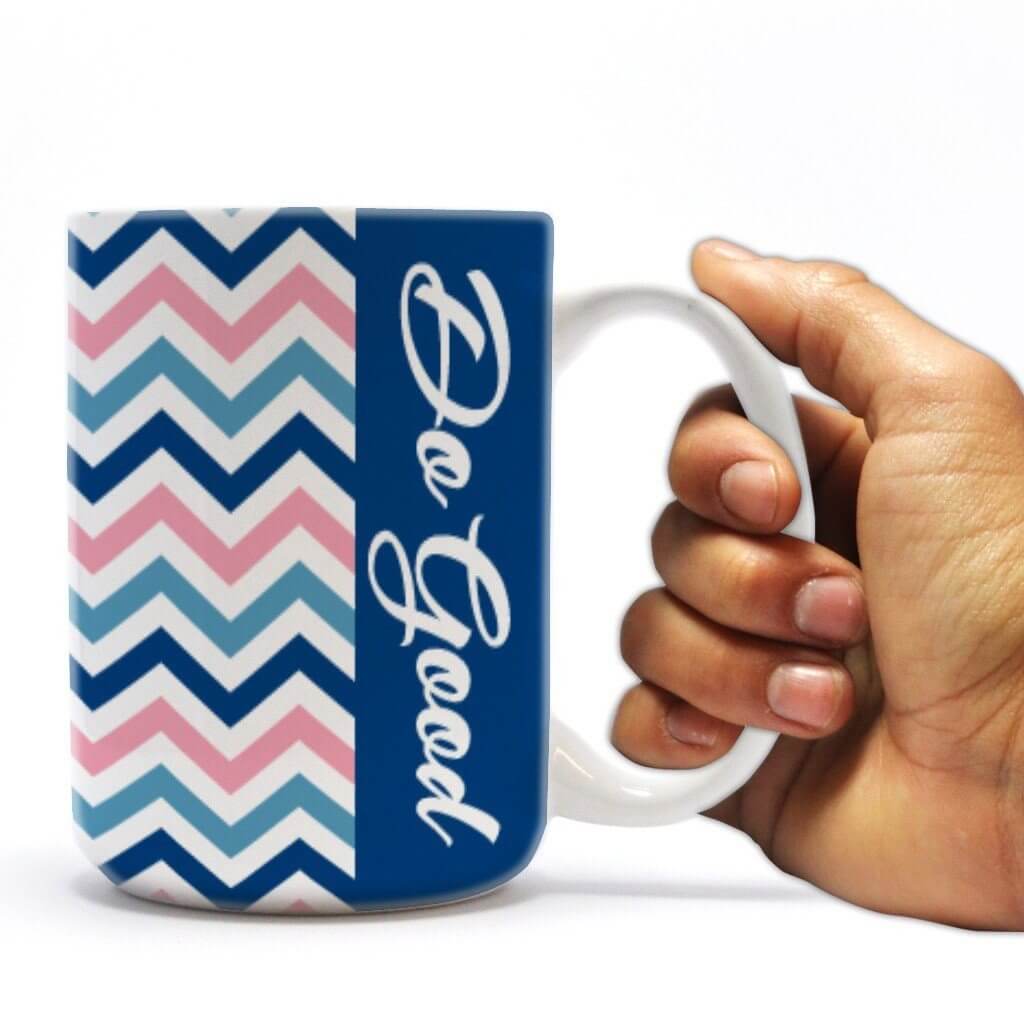 Delta Gamma 15oz Coffee Mug Chevron Stripes Design