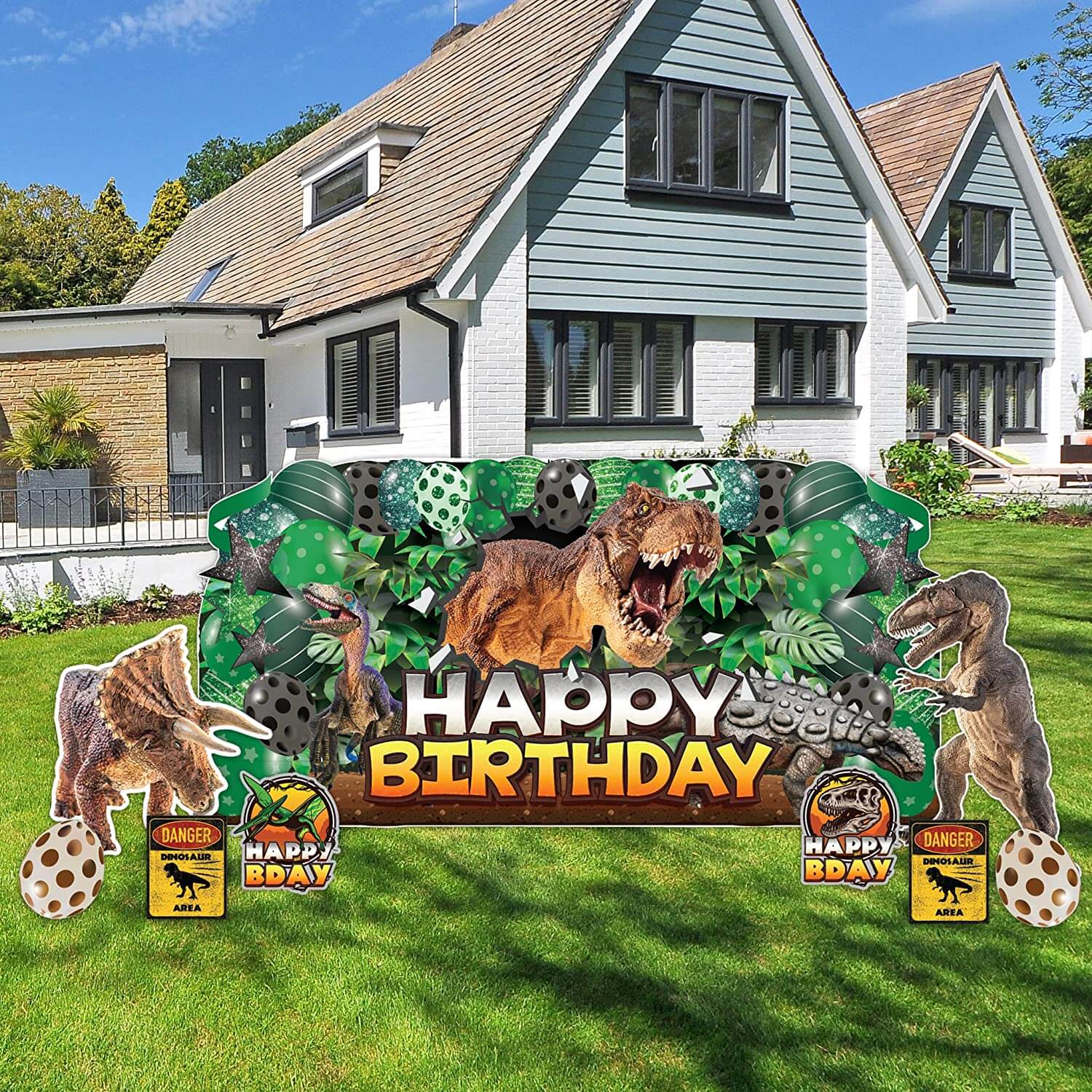 Dinosaur Birthday Giant EZ Yard Card Sign 9 pc set