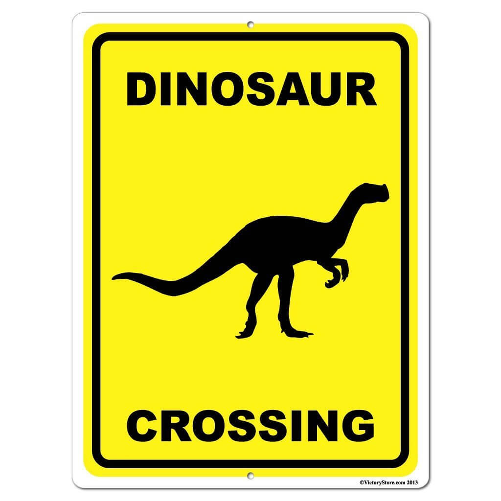 Dinosaur Crossing Sign or Sticker