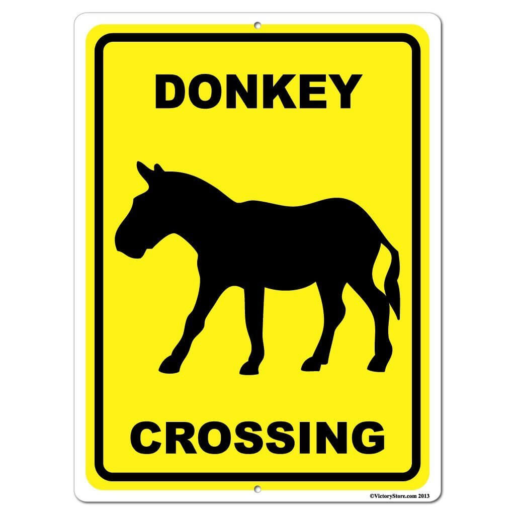 Donkey Crossing Sign or Sticker