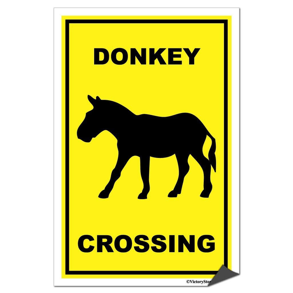 Donkey Crossing Sign or Sticker