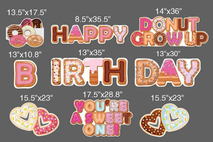 Donut Happy Birthday Yard Card, 9 pcs (20056)