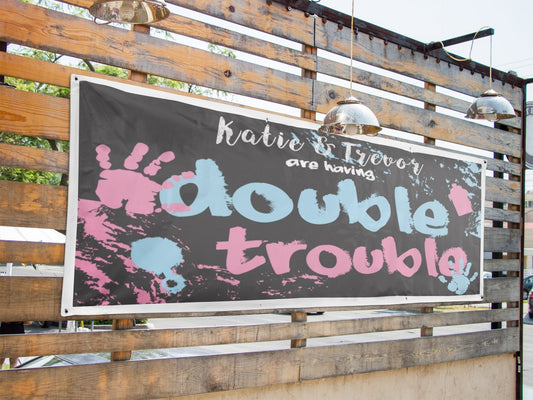 Double Trouble Gender Reveal Vinyl Banner