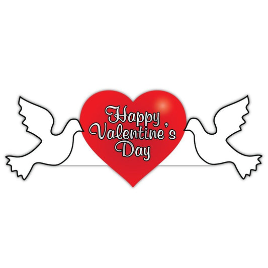 Valentine's Lawn Decoration - Happy Valentine's Day Dove 2' x 4' Sign - FREE SHIPPING