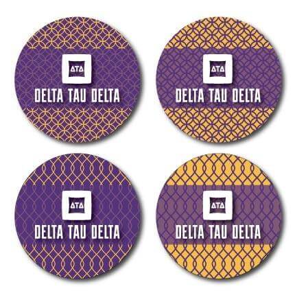 Delta Tau Delta Coaster Set of 4 Fun Designs - FREE SHIPPING