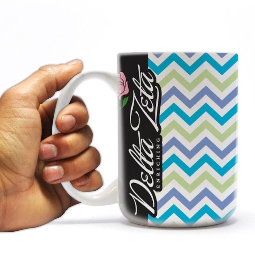 Delta Zeta 15oz Coffee Mug “ Chevron Stripes