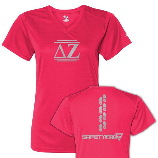 Delta Zeta Women's SafetyRunner Reflective V-neck Performance Shirt - FREE SHIPPING