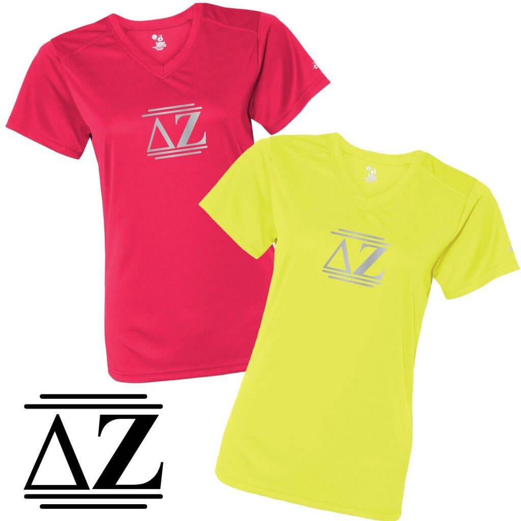 Delta Zeta Women's SafetyRunner Reflective V-neck Performance Shirt - FREE SHIPPING