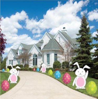 Easter Egg and Bunnies FLAT Pathway Markers - Easter Yard Decorations - FREE SHIPPING