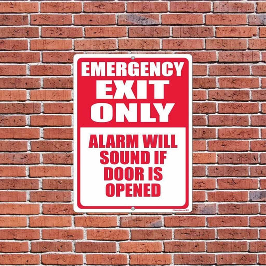 Emergency Exit Only Alarm Will Sound 18"x24" Aluminum Sign