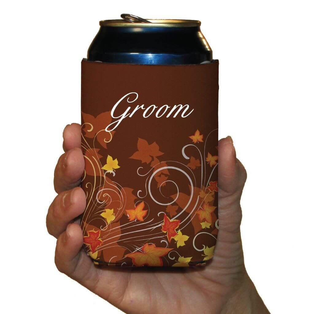 Fall Wedding Wedding Party Drink Can Coolers Set of 10 FREE SHIPPING