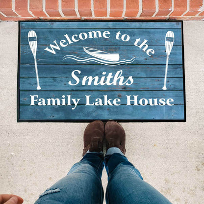 welcome to the family lake house doormat