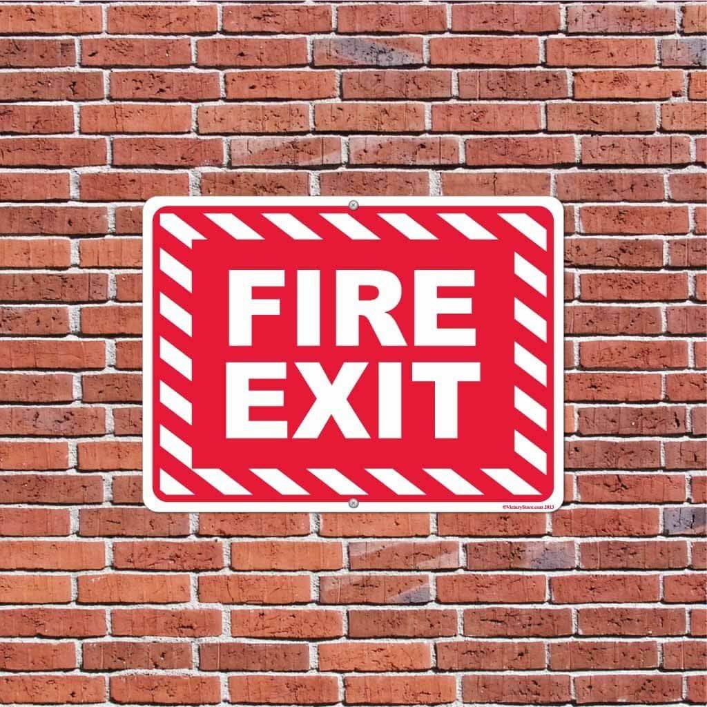 Fire Exit Striped Sign or Sticker - #25