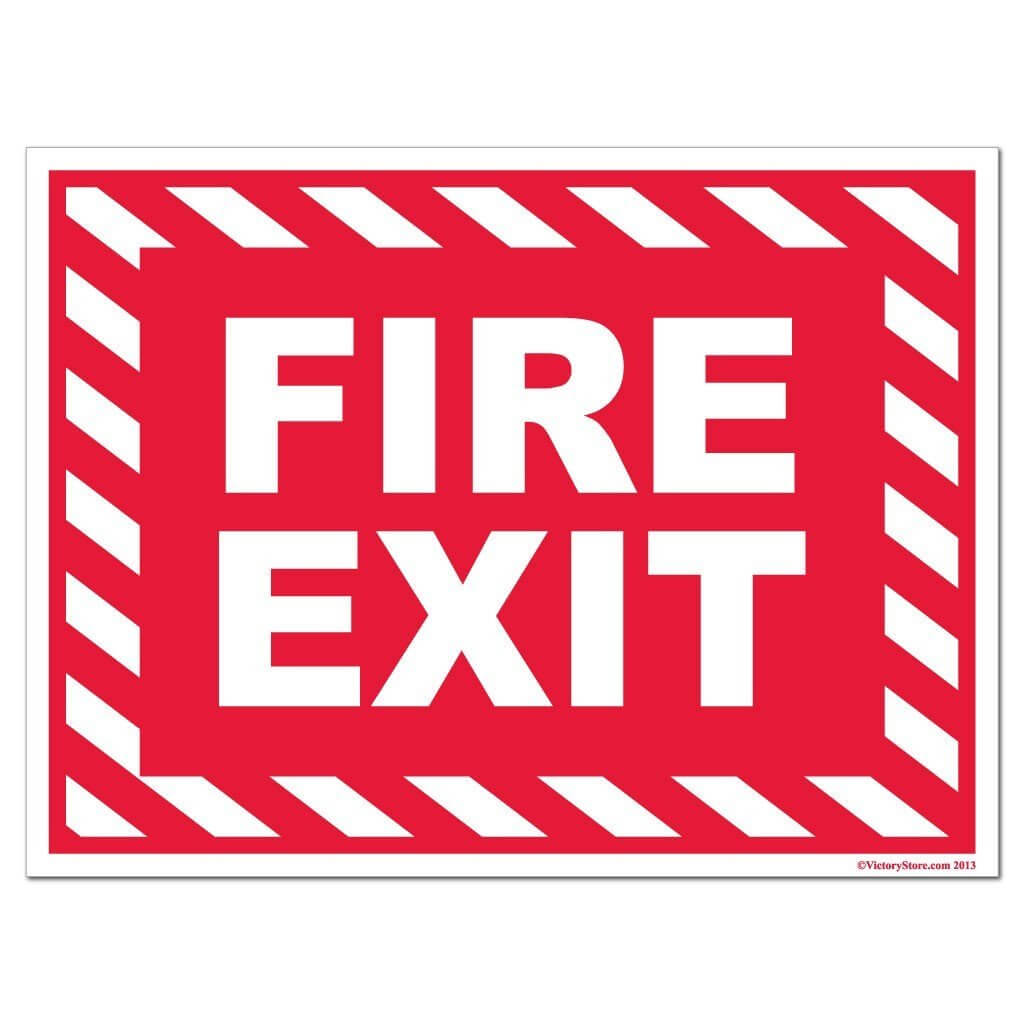 Fire Exit Striped Sign or Sticker - #25