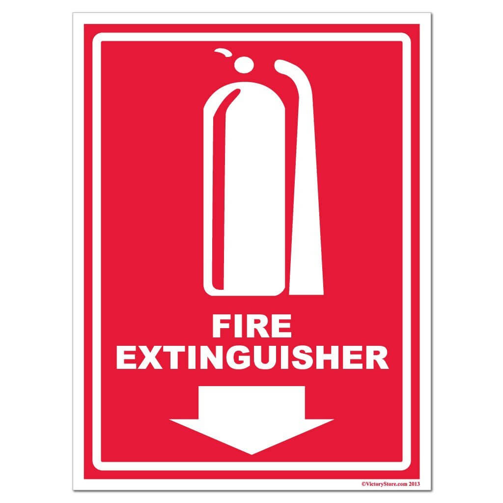 Fire Extinguisher with Down Arrow Sign or Sticker - #10