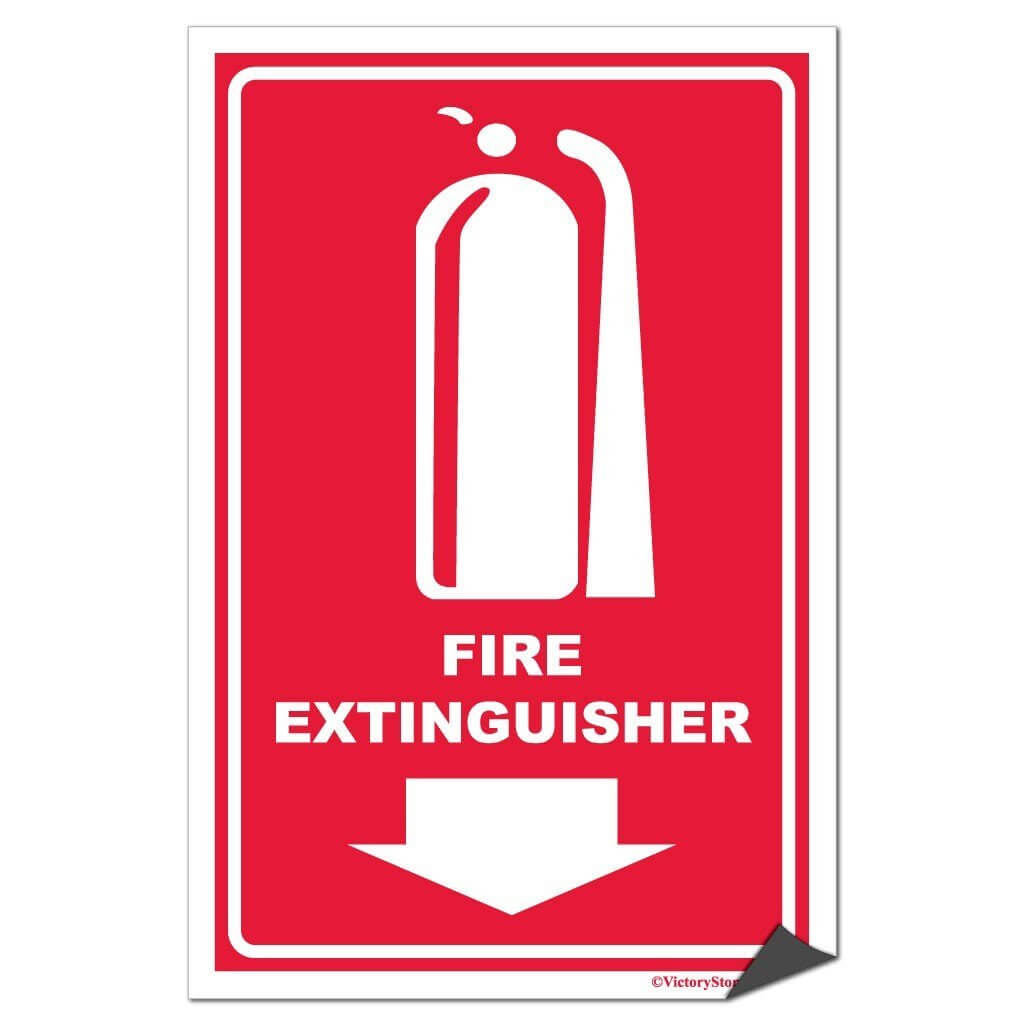 Fire Extinguisher with Down Arrow Sign or Sticker - #10