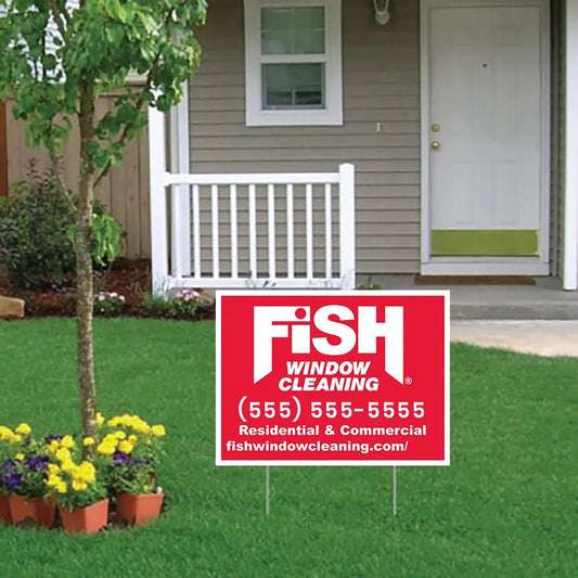Fish Window Cleaning 18"x24" Corrugated Plastic Yard Sign with EZ Stakes