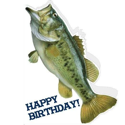 3' Stock Design Fish Shaped Birthday Card w/Envelope - Fisherman Themed