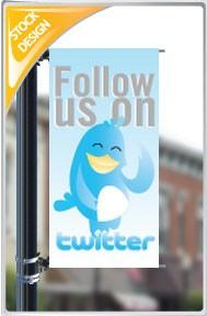 18"x36" Follow us on Twitter Pole Banner FREE SHIPPING