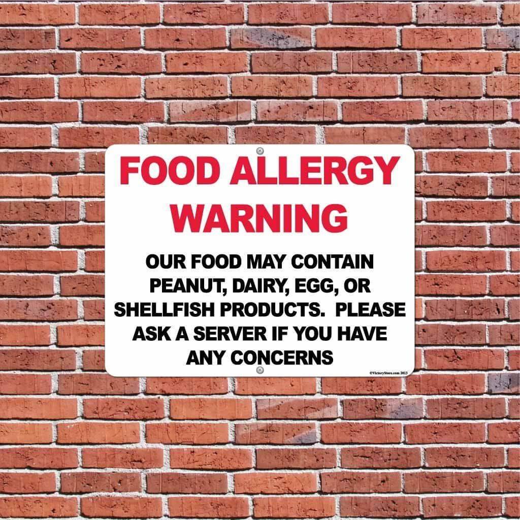 Food Allergy Warning Sign or Sticker | VictoryStore – VictoryStore.com