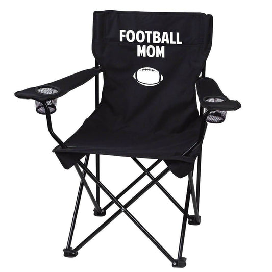 Football Mom Black Folding Camping Chair with Carry Bag