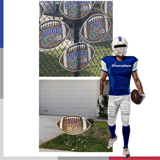 Football Shaped Team & Player Fence & Yard Signs