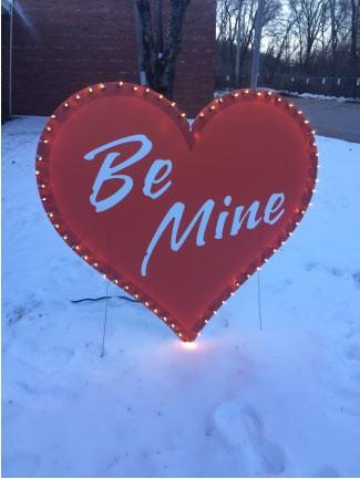 Lighted 'Be Mine' Heart Yard Card with 2 EZ stakes - FREE SHIPPING