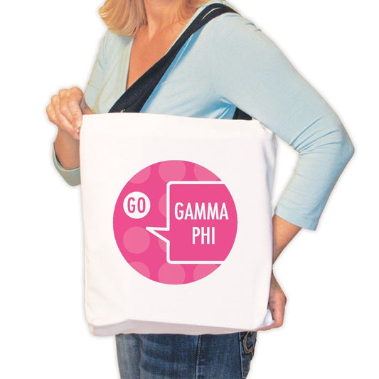 Gamma Phi Beta Canvas Tote Bag - Go Gamma Phi Speech Bubble
