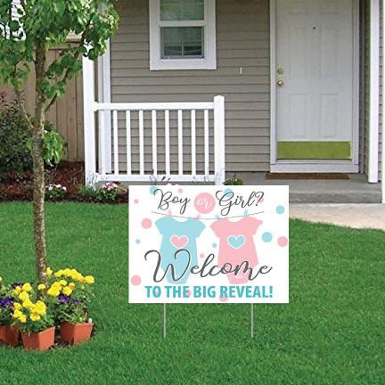 Gender Reveal Party Welcome Yard Sign - The Big Reveal - FREE SHIPPING