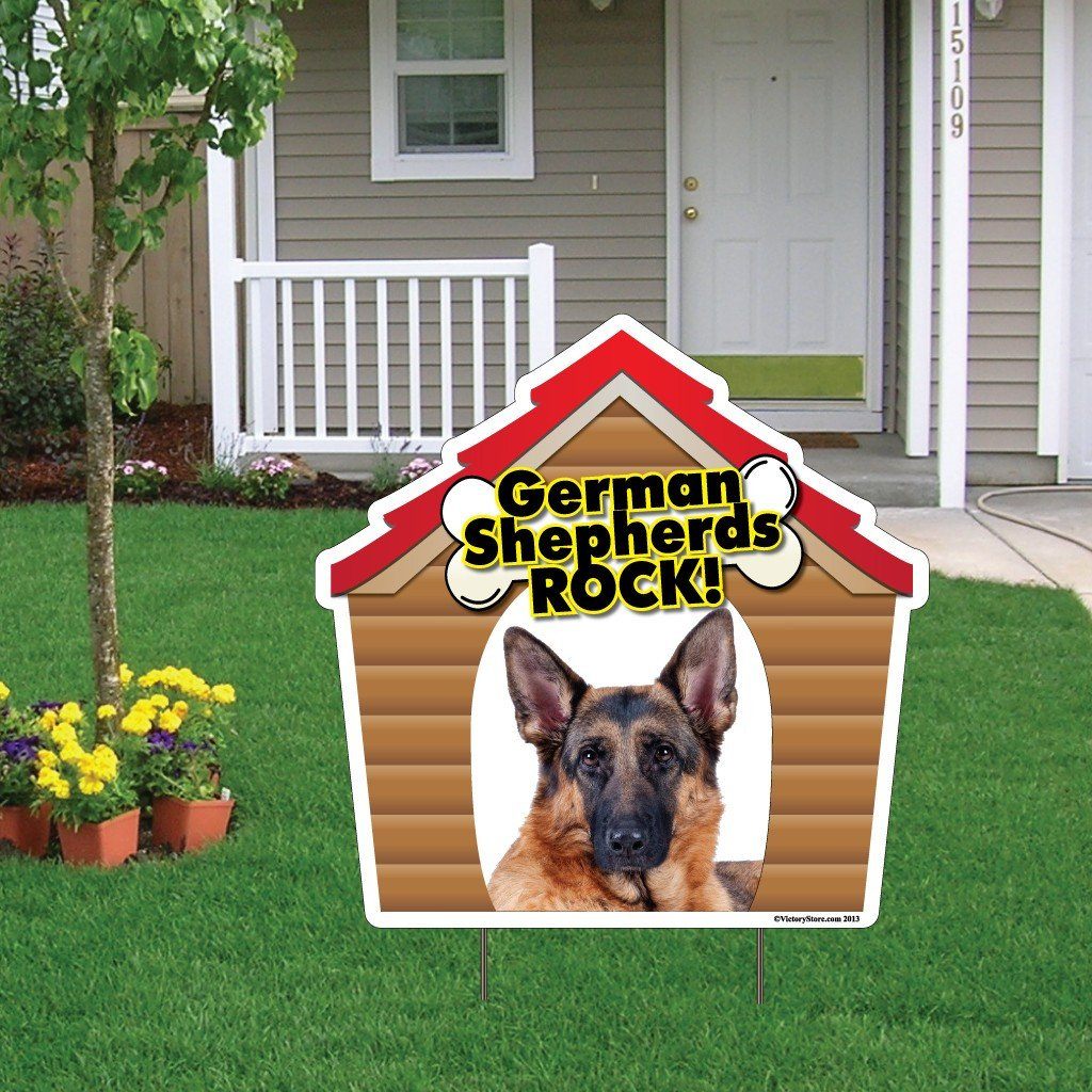 German Shepherds Rock! Dog Breed Yard Sign - Plastic Shaped Yard Sign - FREE SHIPPING