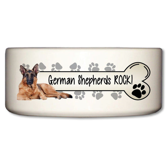 German Shepherds Rock Ceramic Dog Bowl