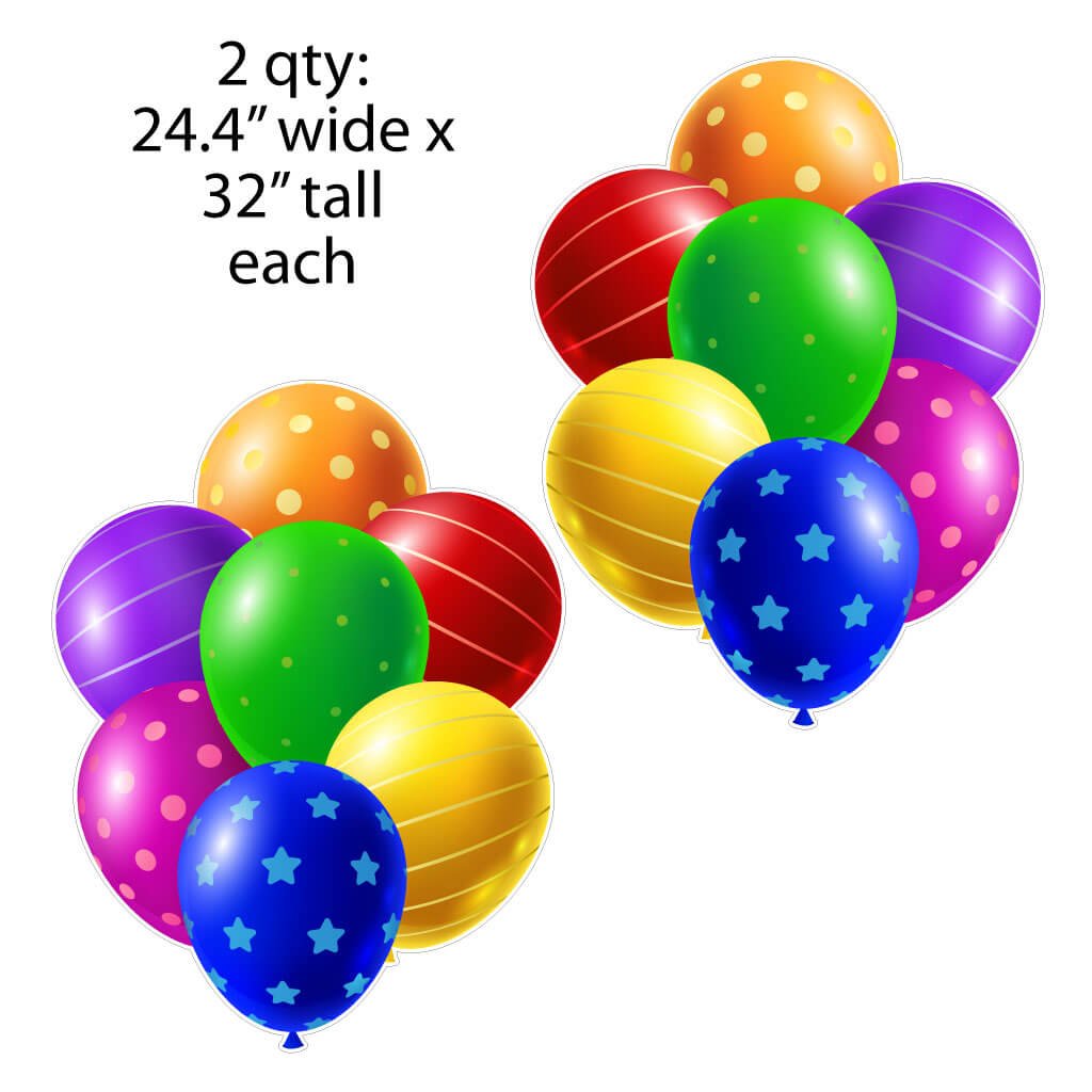 Giant Colorful Balloon Clusters Yard Card Back Fillers (20851)
