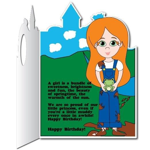 4' Stock Design Giant Cut Out Princess Birthday Card w/Envelope