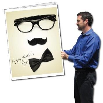 3' Tall Giant Father's Day Card - Glasses, Mustache, and Bowtie