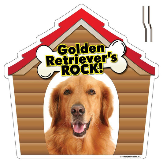 Golden Retrievers Rock! Dog Breed Yard Sign - Plastic Shaped Yard Sign - FREE SHIPPING
