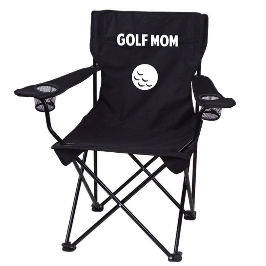 Golf Mom Black Folding Camping Chair with Carry Bag