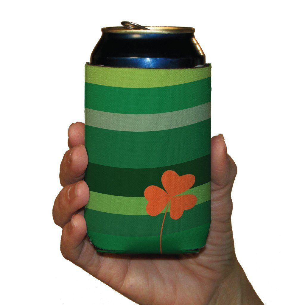 St. Patrick's Day Can Coolers - Set of 12 - Green Stripes with Orange - FREE SHIPPINGGreen Stripes with Orange St. Patrick's Day Can Coolers