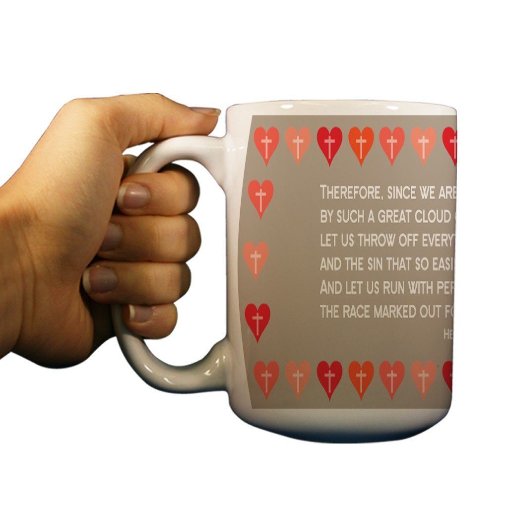 Hebrews 12:1 Religious 15oz Coffee Mug