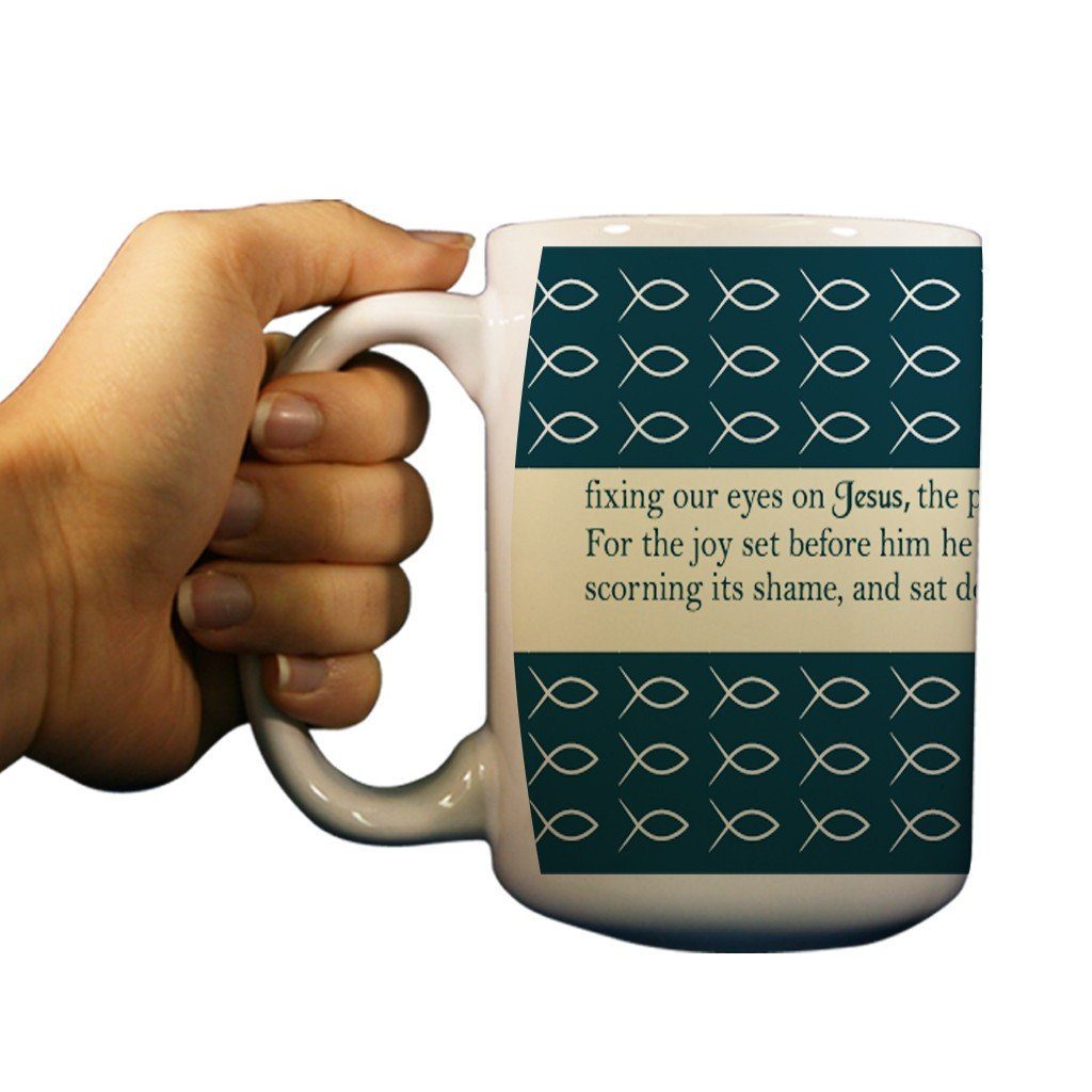 Hebrews 12:2 Religious 15oz Coffee Mug