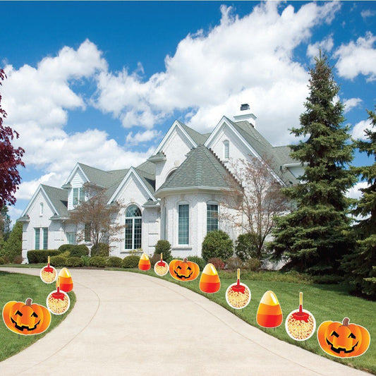 Halloween Pathway Markers Apples Pumpkins & Candy Corn Yard Decoration