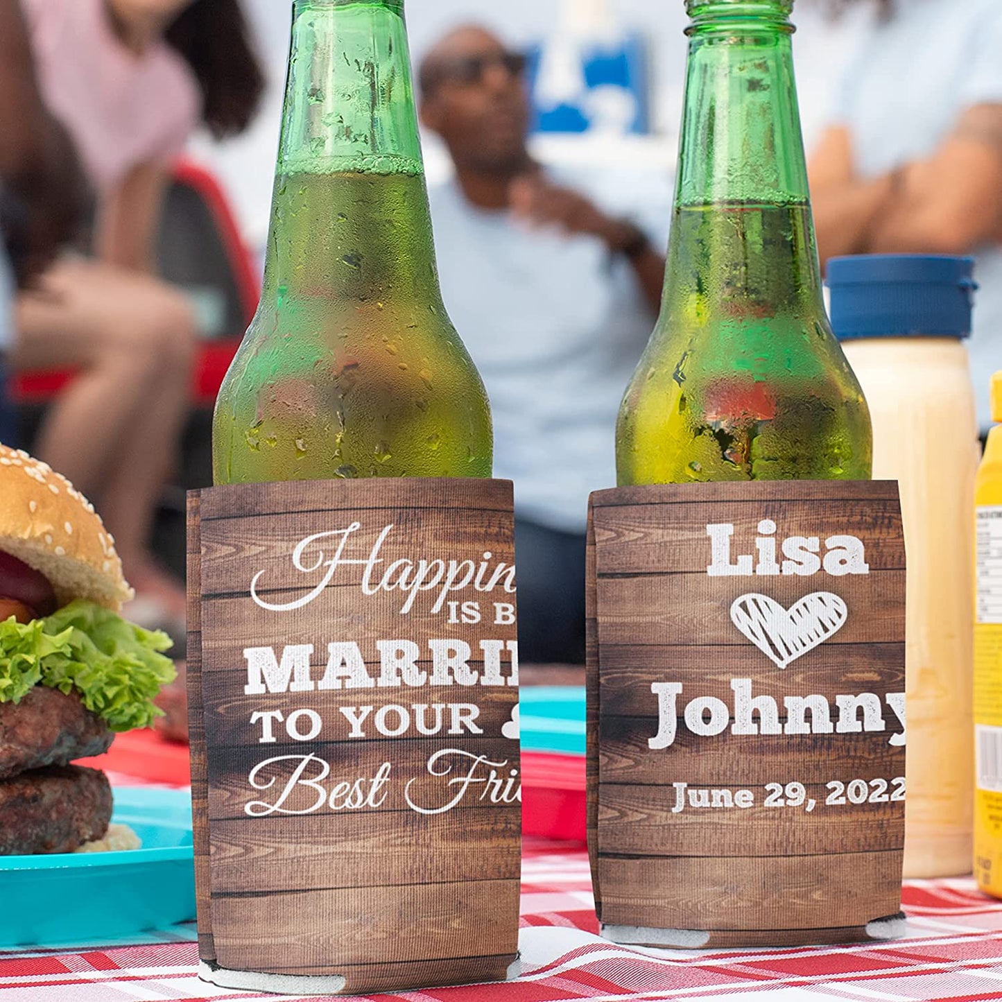 Happiness Is Custom Wedding Can Cooler