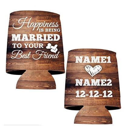 Custom Wedding Can Cooler- Happiness Is Being Married To Your Best