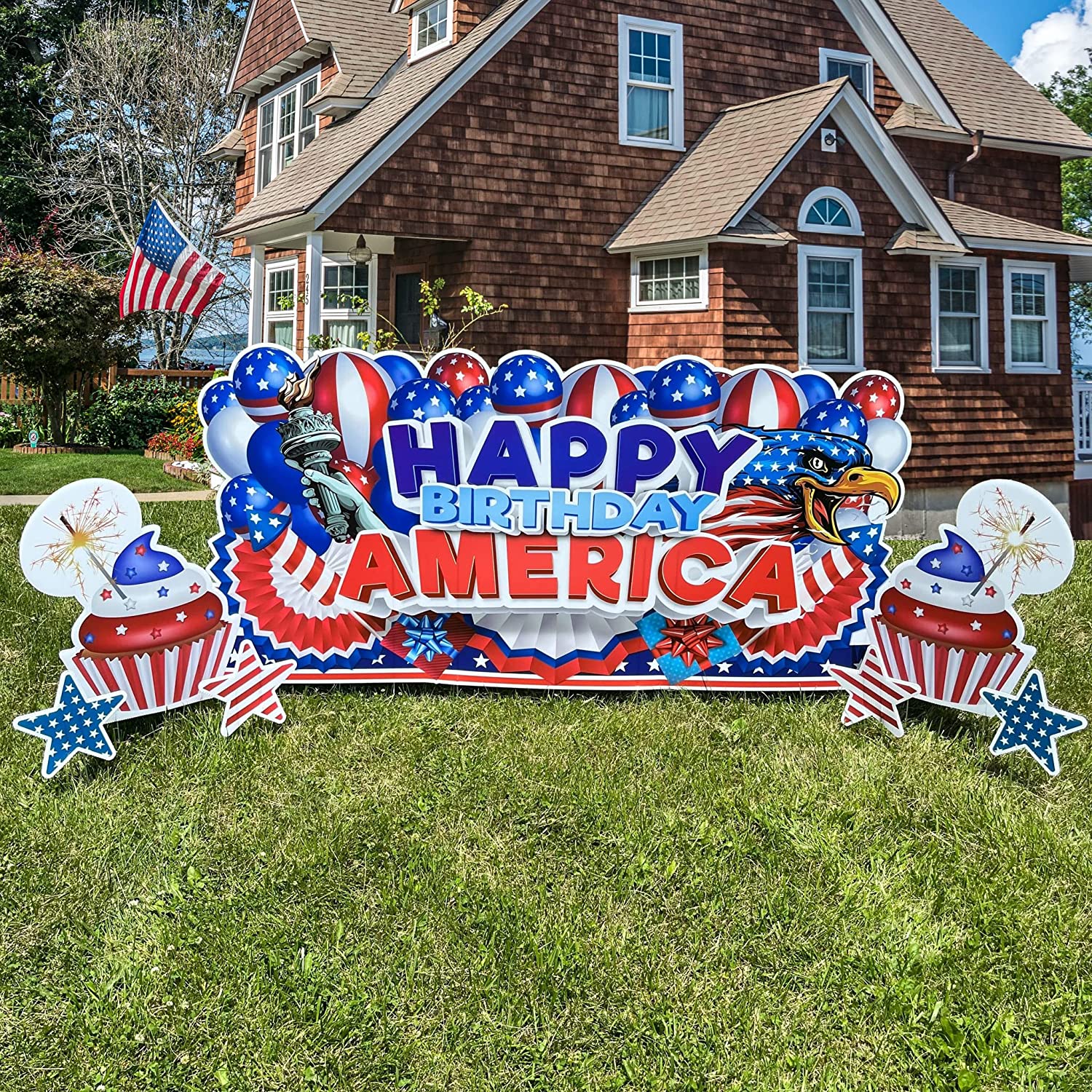 Happy Birthday America Oversized EZ Yard Cards, 7 pcs