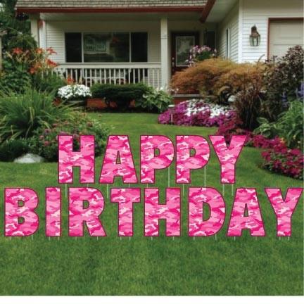Happy Birthday Camouflage Letters Yard Card