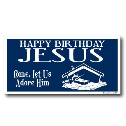 Happy Birthday Jesus (blue) Christmas Lawn Display Sign - FREE SHIPPING